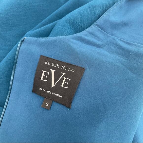 BLACK HALO EVE By LAUREL BERMAN Dress Size 6 Statement Sleeve Cutout La Rue Mini - Picture 3 of 16